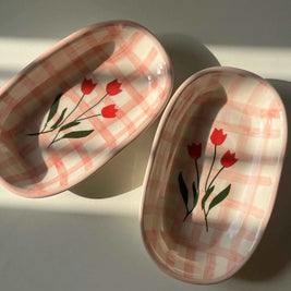 Pink Cottage Trinket Tray - Single
