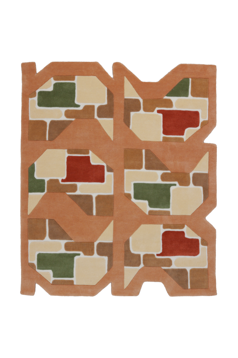 Grid Multicolour Wool 5x6 feet Irregular Rug - I MEAN DESIGN