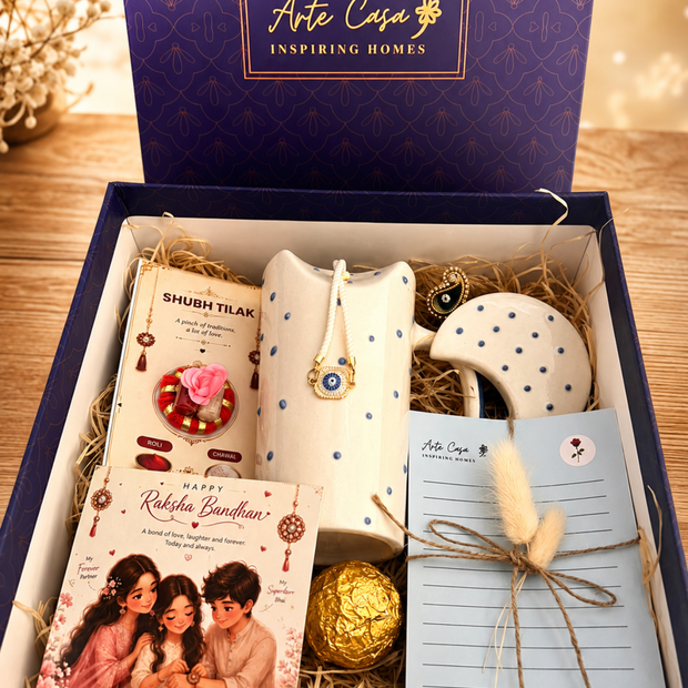 Artecasa Azure Ceramic Sipper Rakhi Hamper | Premium Raksha Bandhan Gift Hamper - https://artecasa.in/