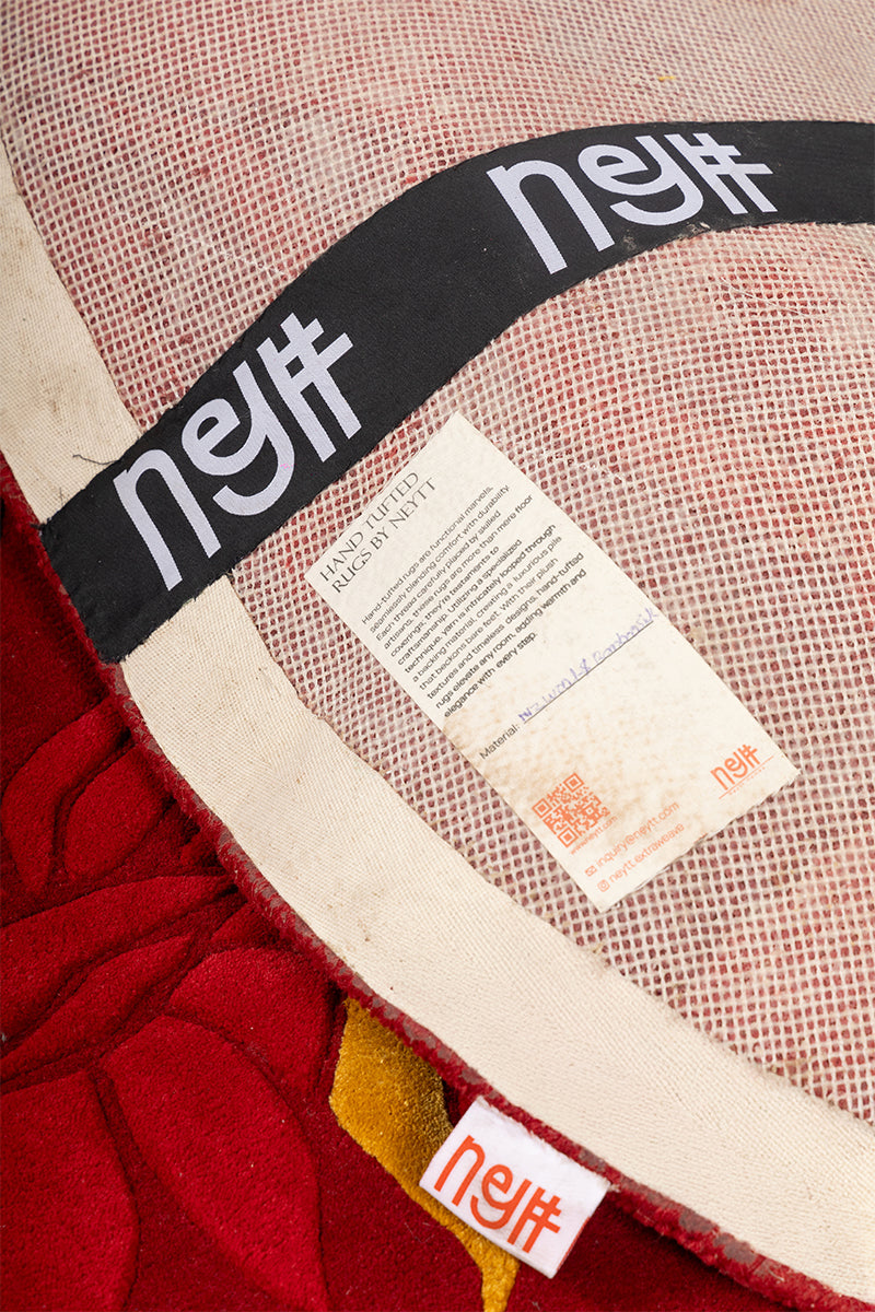 Lalima Red Wool Bamboo Silk 4x4 feet Round Rug - I MEAN DESIGN