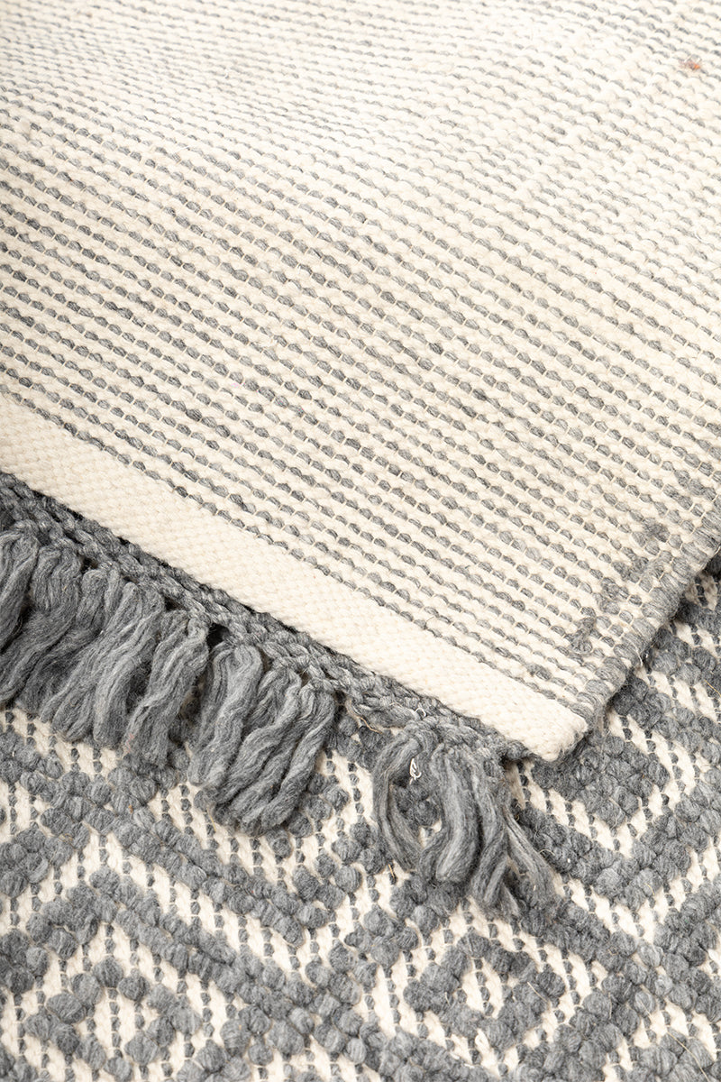 Kairo Natural Grey Wool 5x8 feet Rectangle Rug