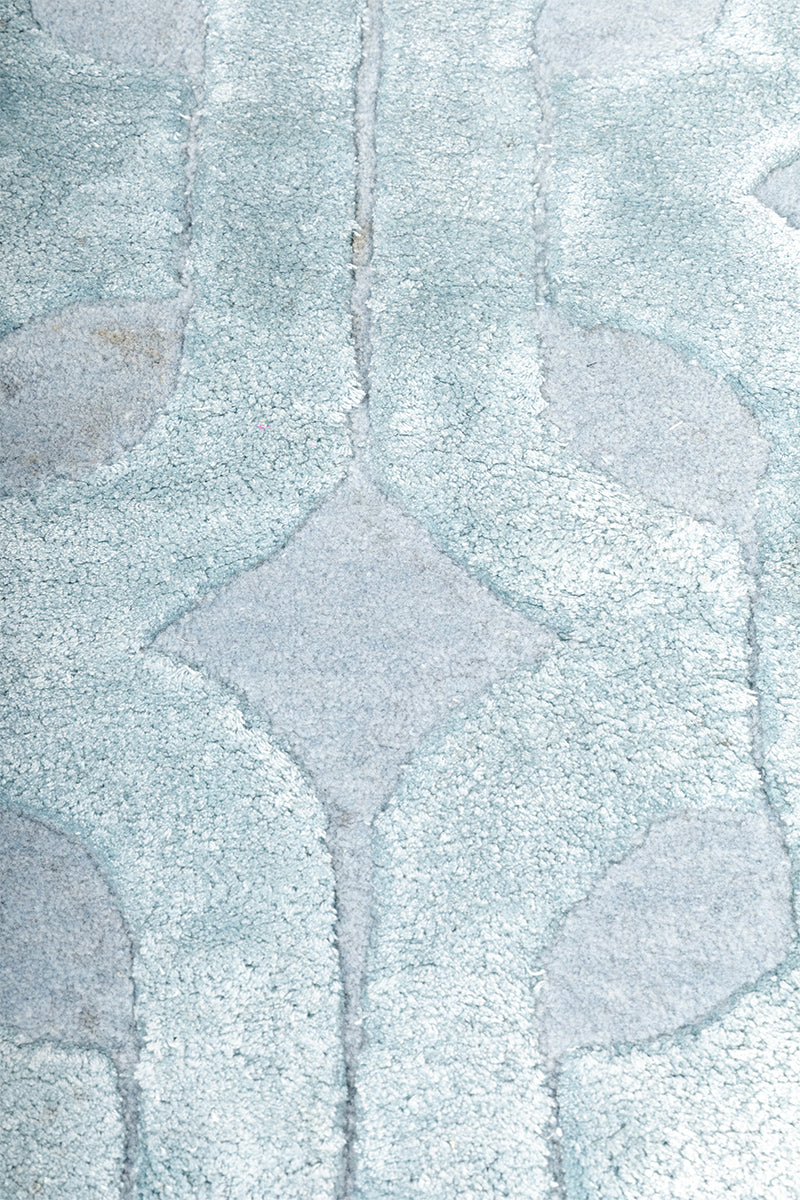 Interlock Light Blue Wool Bamboo Silk 5x8 feet Rectangle Rug - I MEAN DESIGN