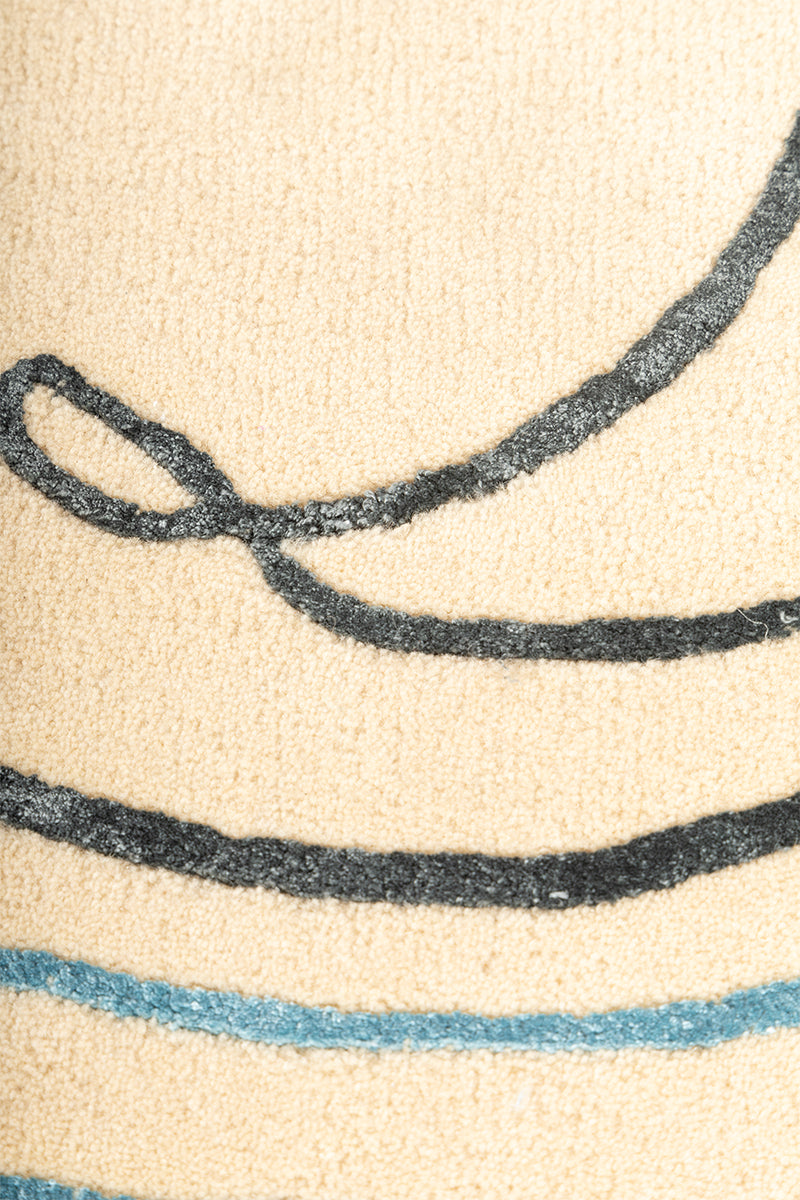 Inusanga Green & Beige Wool Viscose 5x8 feet Rectangle Rug - I MEAN DESIGN