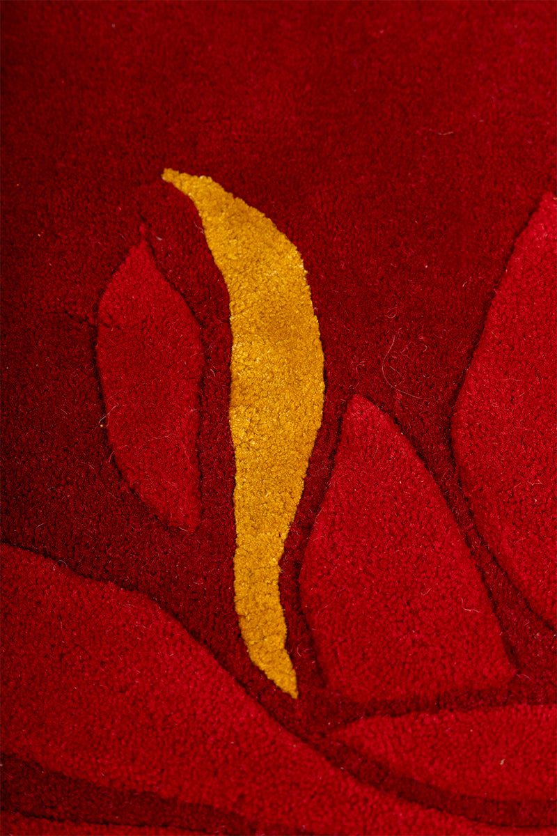 Lalima Red Wool Bamboo Silk 4x4 feet Round Rug - I MEAN DESIGN