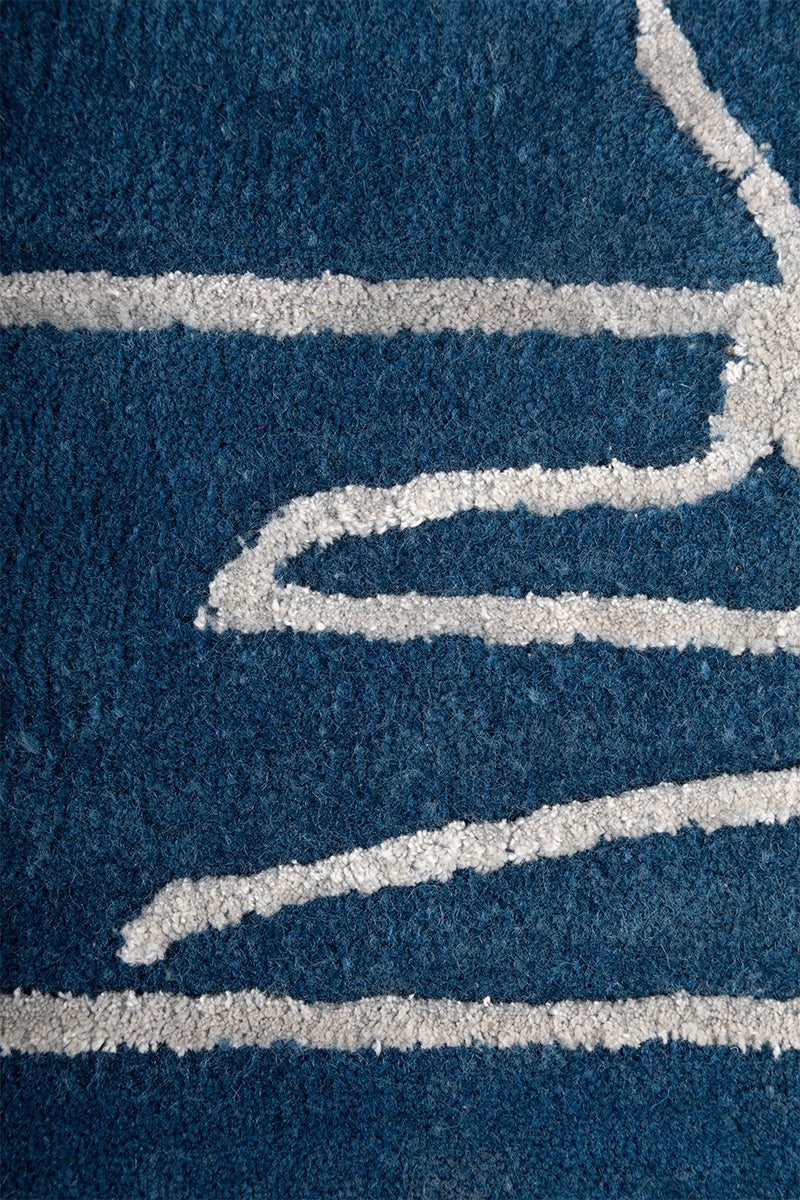 Baron Blue Wool Viscose 5x8 feet Rectangle Rug