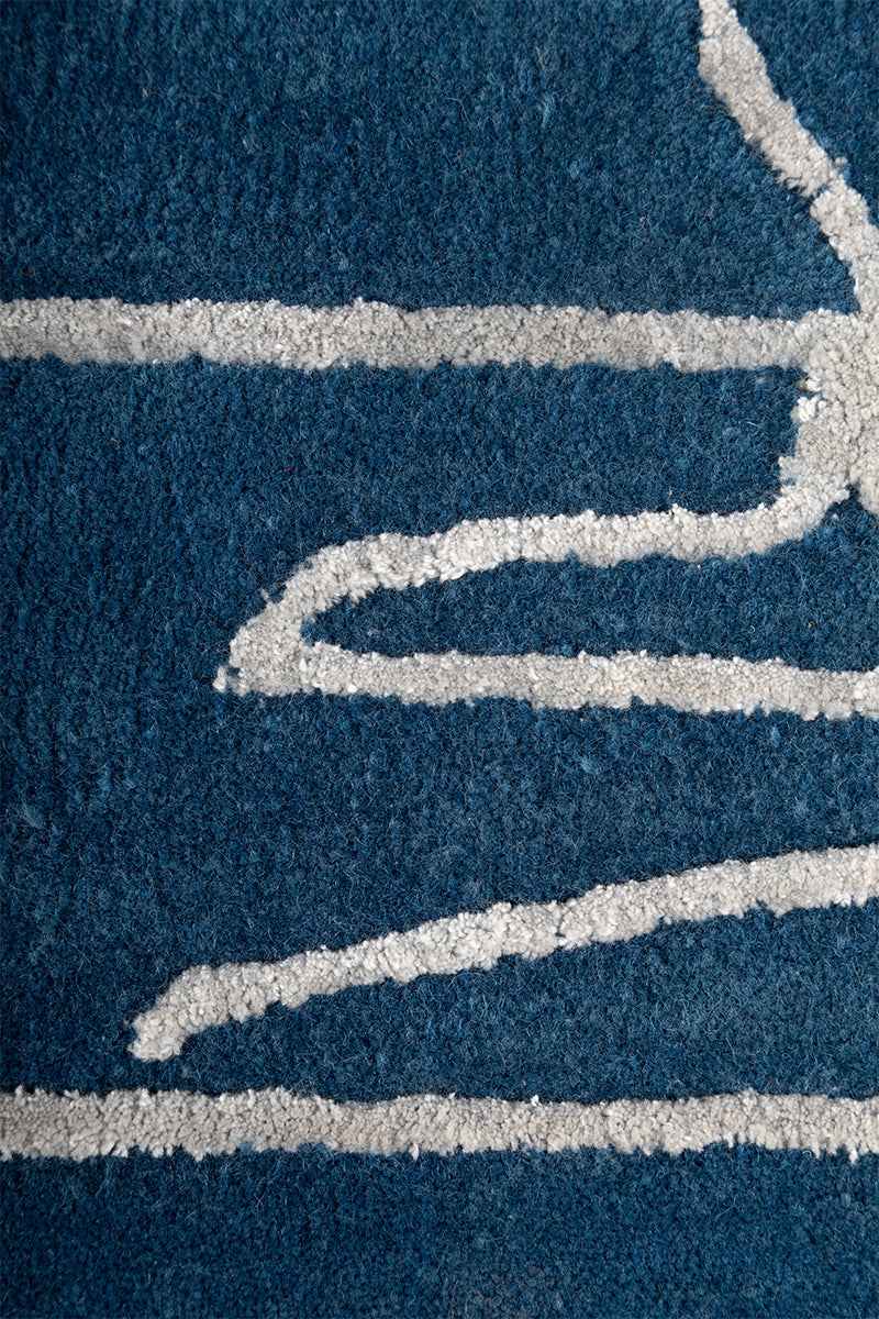 Baron Blue Wool Viscose 5x8 feet Rectangle Rug