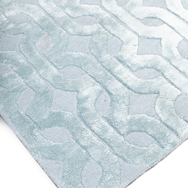 Interlock Light Blue Wool Bamboo Silk 5x8 feet Rectangle Rug - I MEAN DESIGN