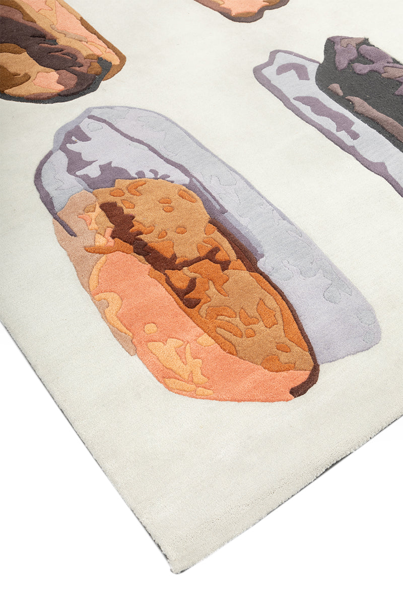 Fossil Imprint Multi Brown NZ Wool 6x9 feet Rectangle Rug - I MEAN DESIGN