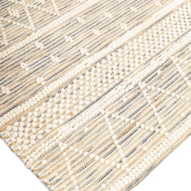 Threads of Faith Blue & Grey NZ Wool bamboo silk 5x8 feet Rectangle Rug - I MEAN DESIGN