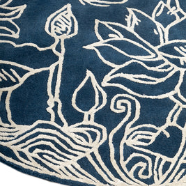 Ranger Blue Wool Viscose 6x6 feet Round Rug - I MEAN DESIGN