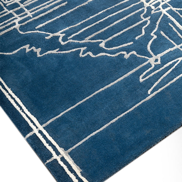 Baron Blue Wool Viscose 5x8 feet Rectangle Rug