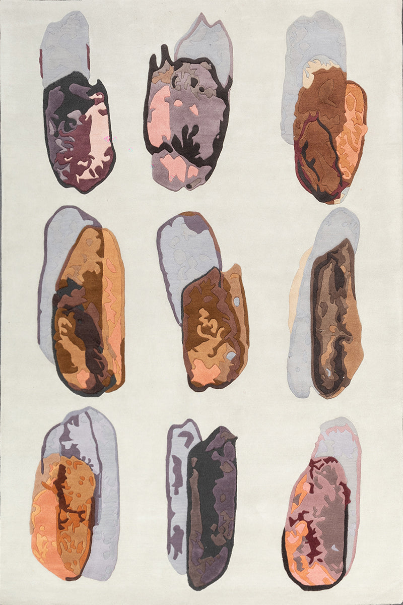 Fossil Imprint Multi Brown NZ Wool 6x9 feet Rectangle Rug - I MEAN DESIGN