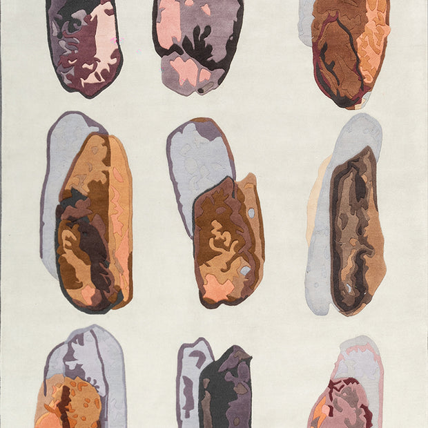 Fossil Imprint Multi Brown NZ Wool 6x9 feet Rectangle Rug - I MEAN DESIGN