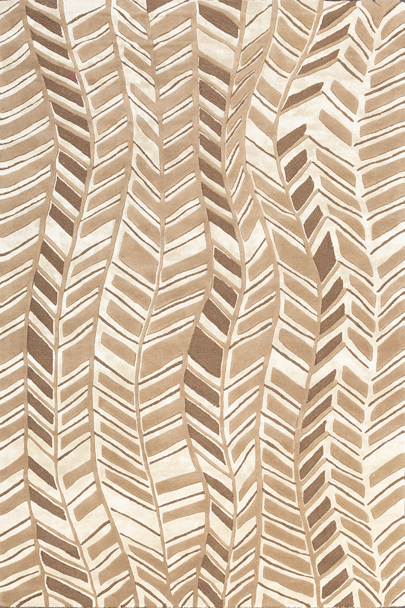 Desert Vine Brown & Beige Wool Viscose 6x9 feet Rectangle Rug - I MEAN DESIGN