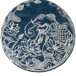 Ranger Blue Wool Viscose 6x6 feet Round Rug - I MEAN DESIGN