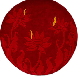 Lalima Red Wool Bamboo Silk 4x4 feet Round Rug - I MEAN DESIGN