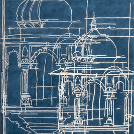 Baron Blue Wool Viscose 5x8 feet Rectangle Rug