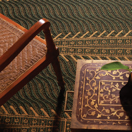 Vallamkali Green & Gold Sisal 6x9 feet Rectangle Rug - I MEAN DESIGN