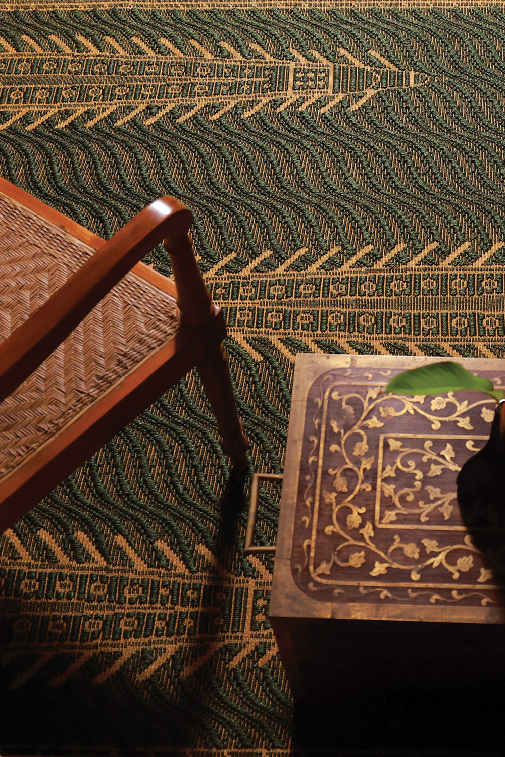 Vallamkali Green & Gold Sisal 6x9 feet Rectangle Rug - I MEAN DESIGN