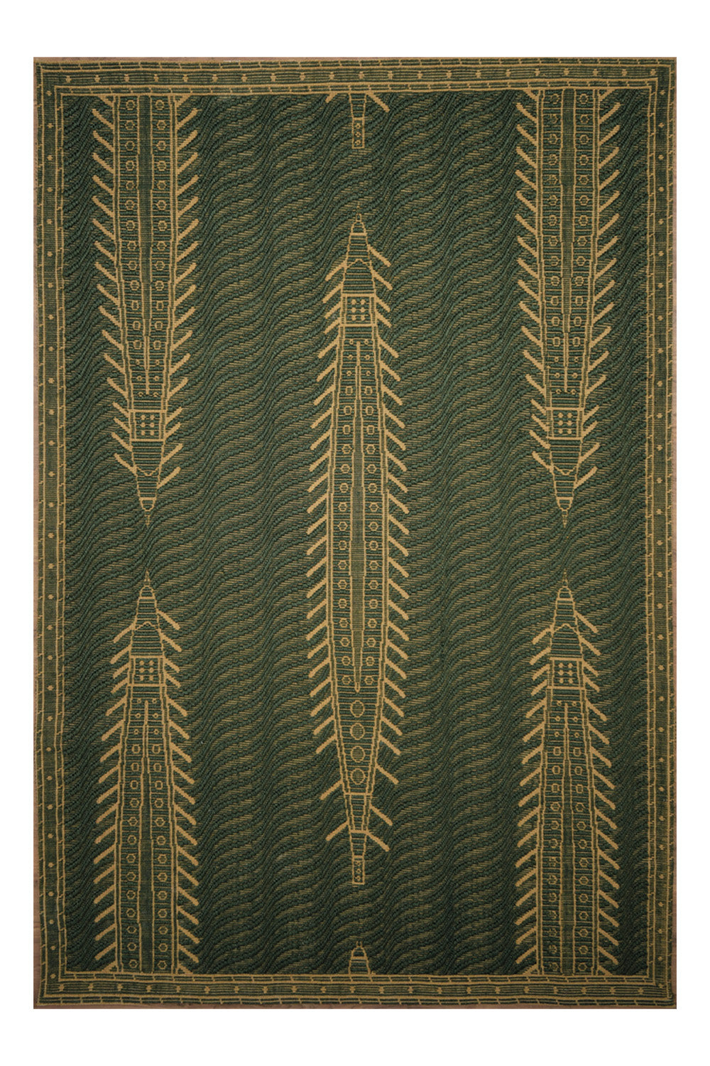 Vallamkali Green & Gold Sisal 6x9 feet Rectangle Rug - I MEAN DESIGN