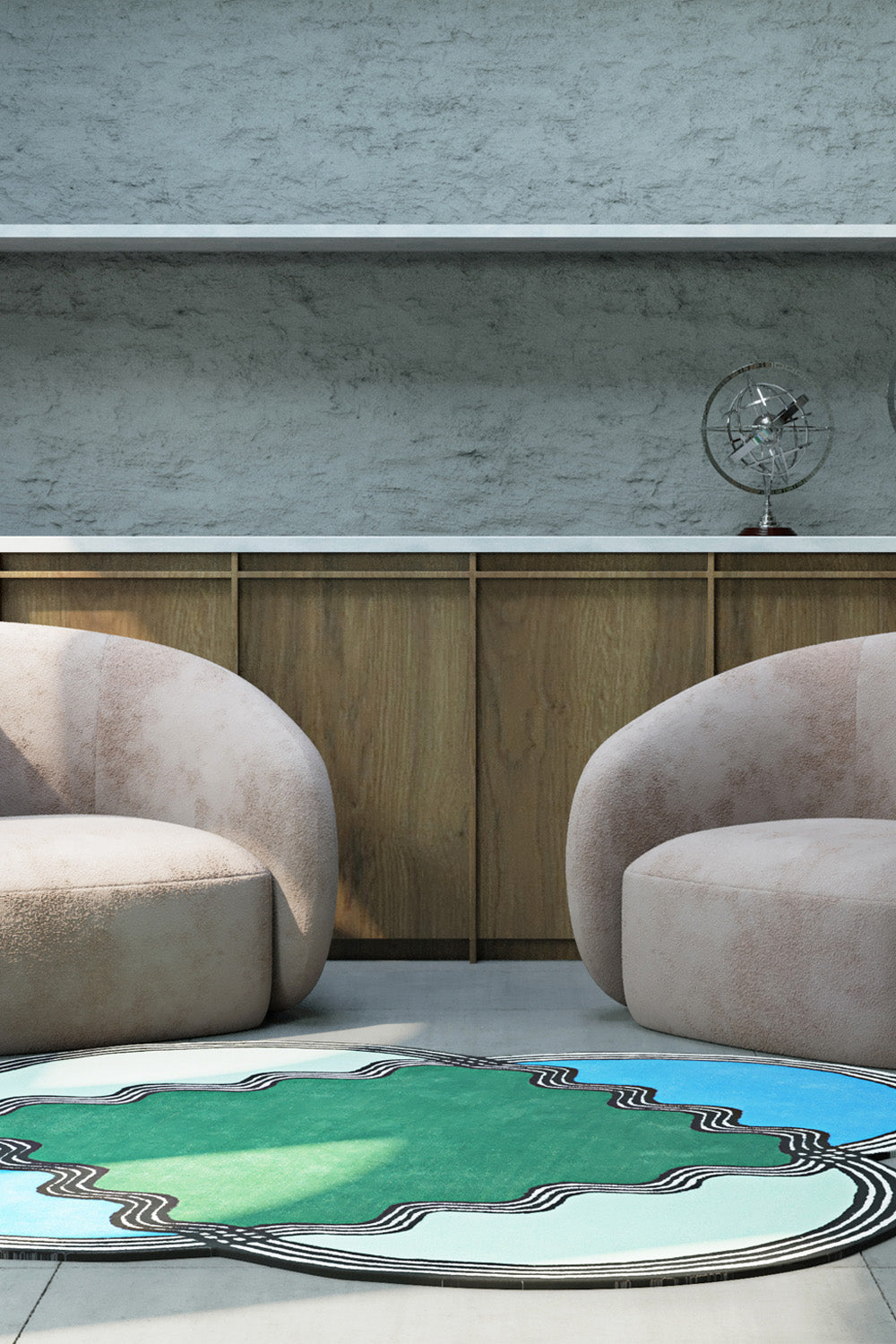 Verso Multicolour Wool 5.5x5.4 feet Irregular Rug - I MEAN DESIGN