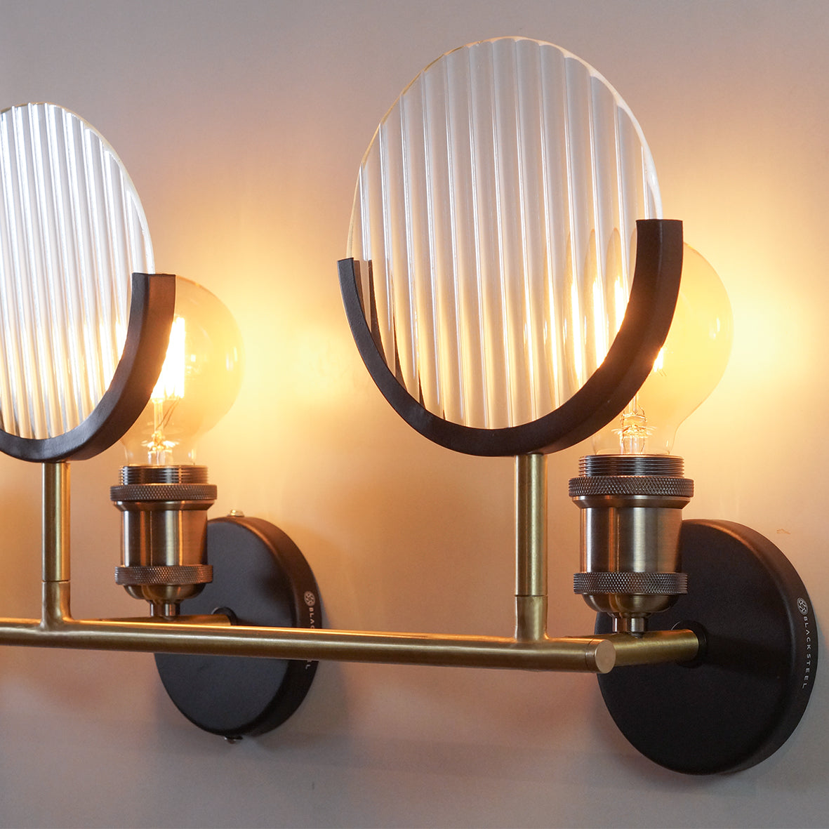 House of Royals Brass Wall Sconce With Fluted Glass