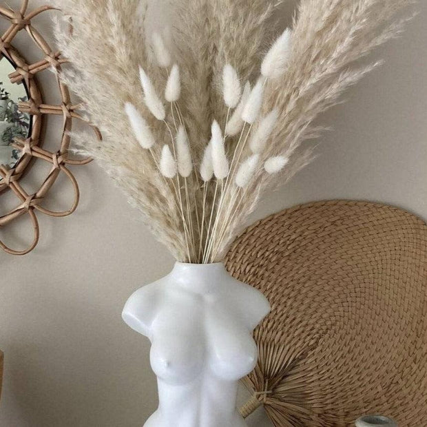White Pampas Grass and Bunny Tails dried flower bunch for natural vase decor and home styling by ArteCasa