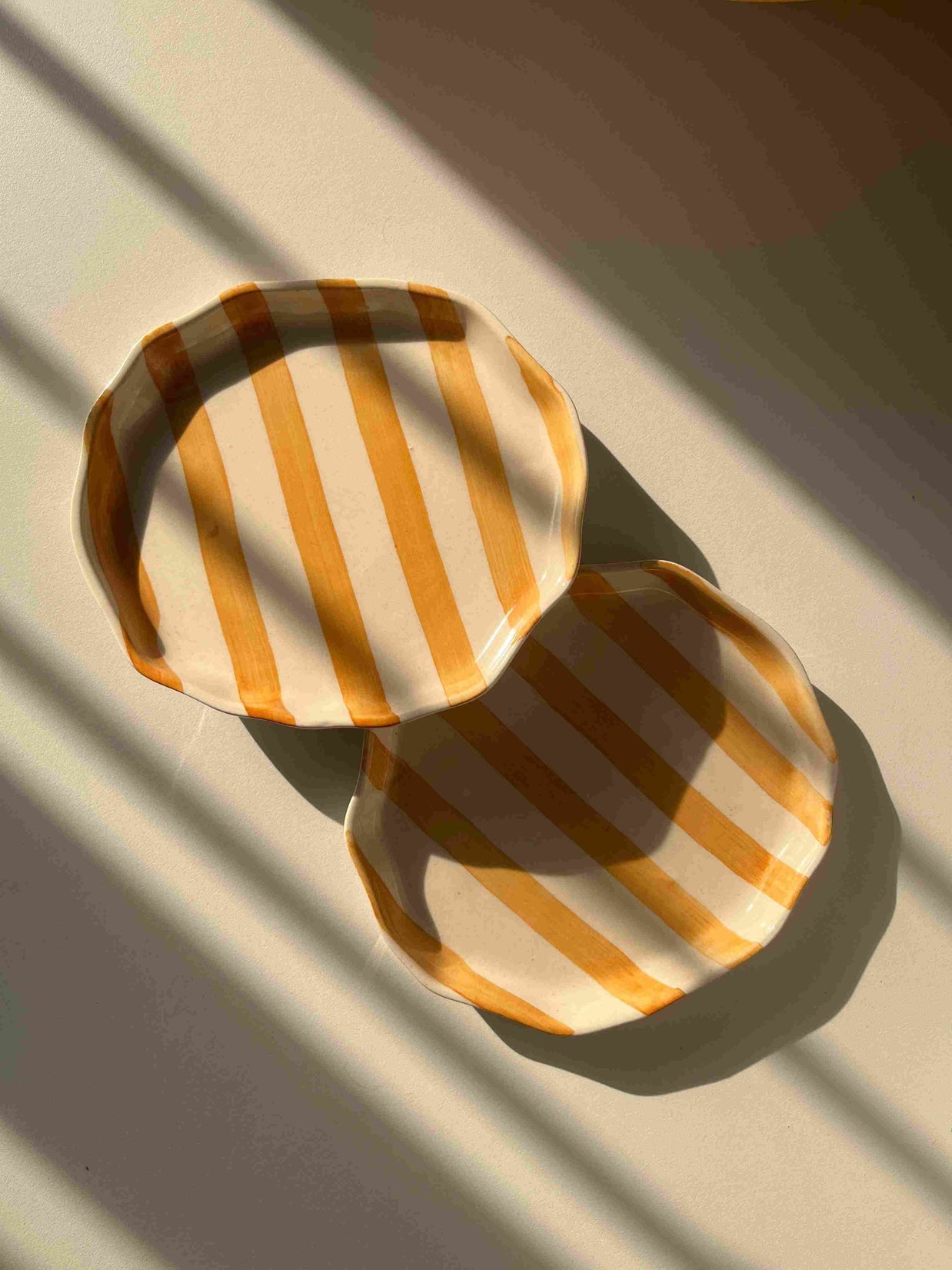 Hand-painted yellow ceramic plate for desserts, snacks, and everyday dining
